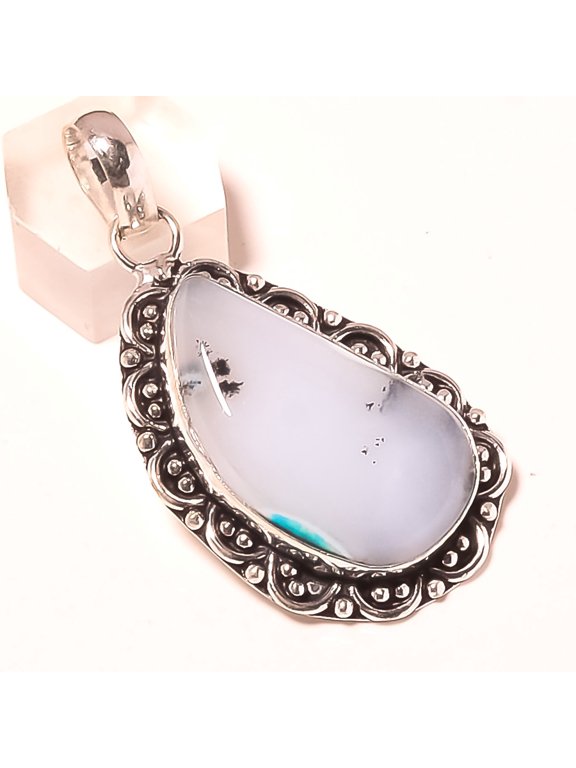 Dendritic Opal Gemstone Pendant Handmade Thanksgiving Gift Jewelry 2.2"
