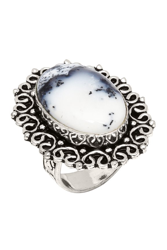Dendritic Opal Gift For ChristmasEthnic 925 Silver Jewelry Ring "6.5"