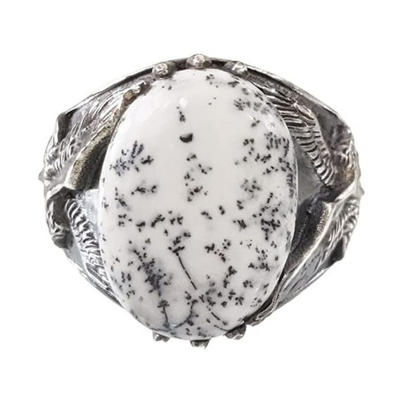 Dendritic Opal Mans Ring, Natural Dendrite Opal Ring, Eagle, Silver Jewelry, 925 Silver Ring, Birthday Gift, Heavy Mens Ring, Arabic Design, Ottoman Style Ring, Christmas, Turkey Mens Signet Ring