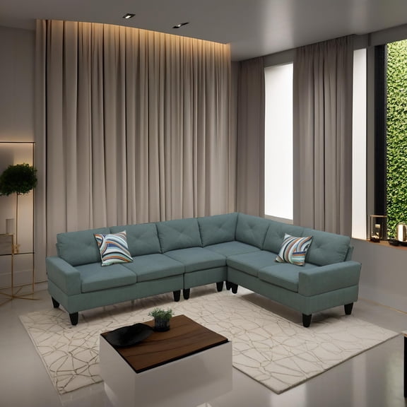 Dendrobium Green Calico 4-Piece Living Room Sofa Set