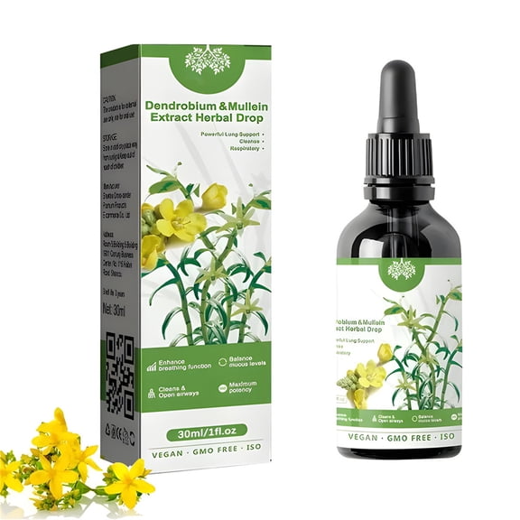 Dendrobium & Mullein Extract Herbal Drops, 30ml Dendrobium & Mullein Extract Herbal Drops, Drop 1-2ml at a time, Herbal Care Essence 1PC