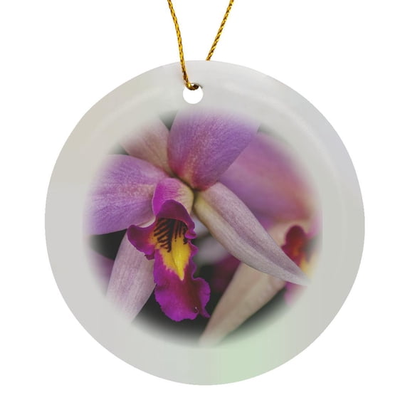 3drose, Dendrobium Orchid., Circle Porcelain Ornament