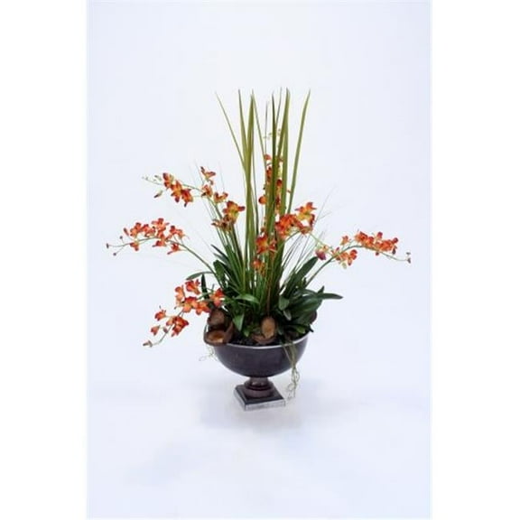 Dendrobium Orchid in Bronze Urn, Orange
