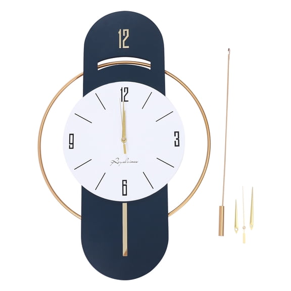 Denest 16.5"x33" Large Wall Clock Modern Metal Watch Home Office Decor Battery Powered