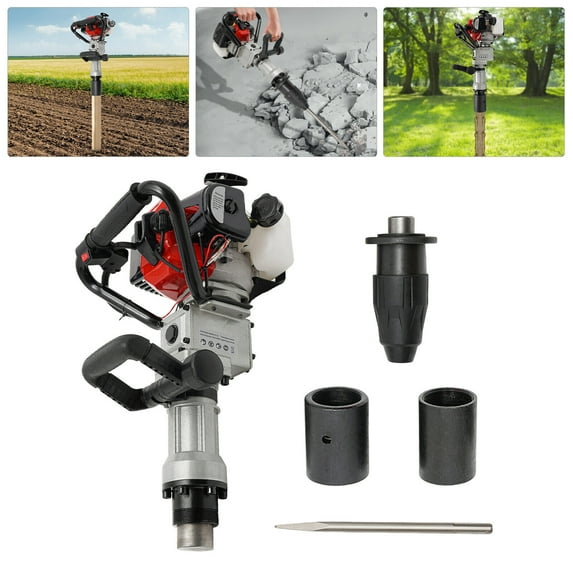 Denest 2 Stroke Gas Powered T Post Driver Fence Pile Driver Jack Hammer w/Chisel 32.7cc