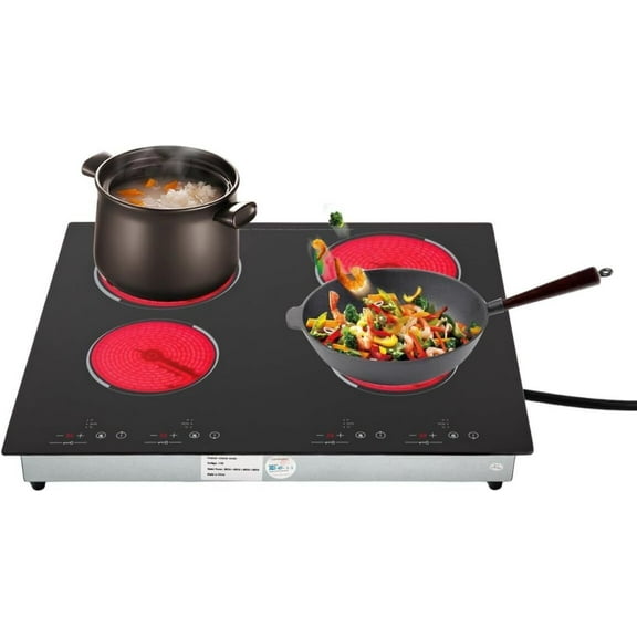 Denest 23 Inch Countertop Electric Cooktop 4 Burner,110V Plug in Electric Stovetop