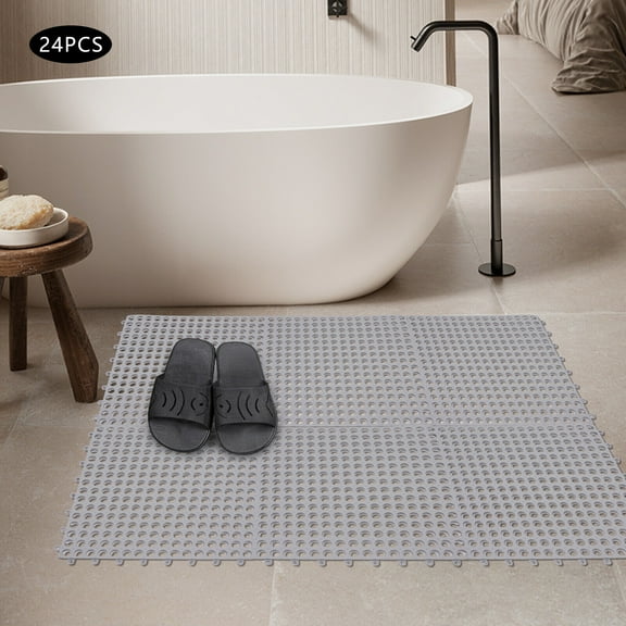 Denest 24PCS Interlocking Soft PVC Flooring Tiles Mat, 11.8 x 11.8Inch No-Slip Splicing