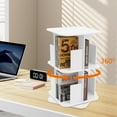 Denest 360° Rotating Bookshelf White 2 Tier Standing Bookcase Small