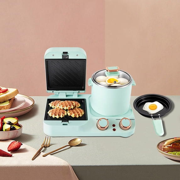 Denest 3in1 Breakfast Station Electric Mini Toaster Bread Breakfast Sandwich Maker with Detachable Non-stick Coating Plate