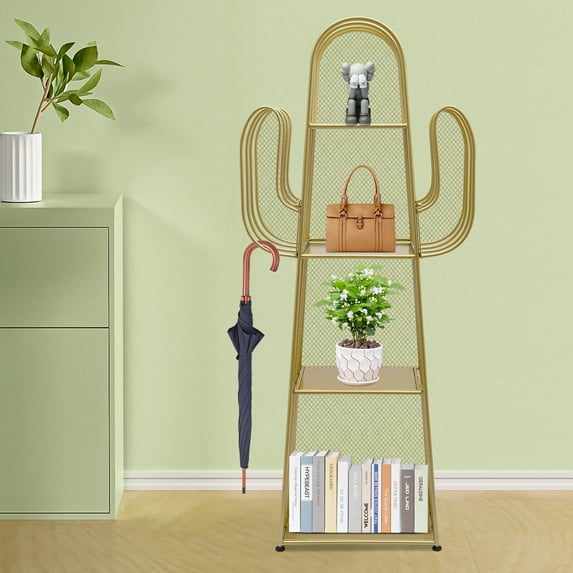 Denest 4-Tier Cactus Bookcase Storage Organizer Metal Ladder Bookshelf Cute Bookshelves