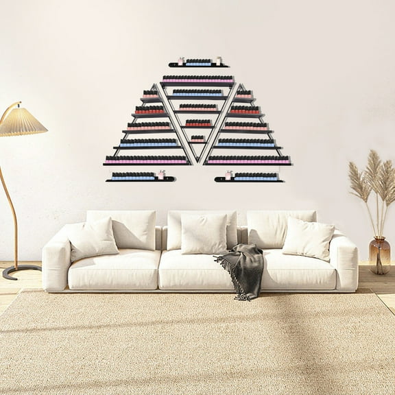 Denest 5 Tiers Metal Triangle Nail Polish Display Racks Black Wall-Mounting Shelf Kit