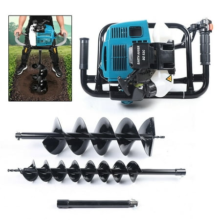 Denest 52CC 2 Stroke Post Hole Digger Gasoline Powered Soil Earth Auger Borer Driller with 4" 8" Bits