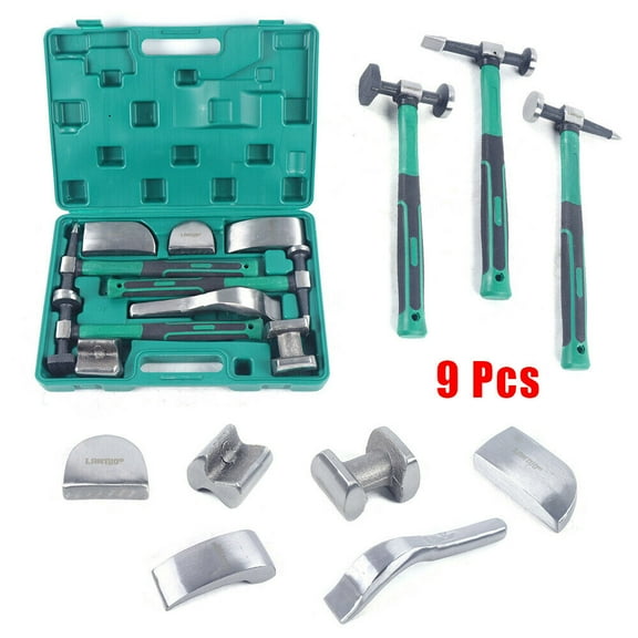 Denest 9Pcs Set Car Auto Body Work Hammer Fender Hand Tool Dent Crowbar Repair Tool Kit