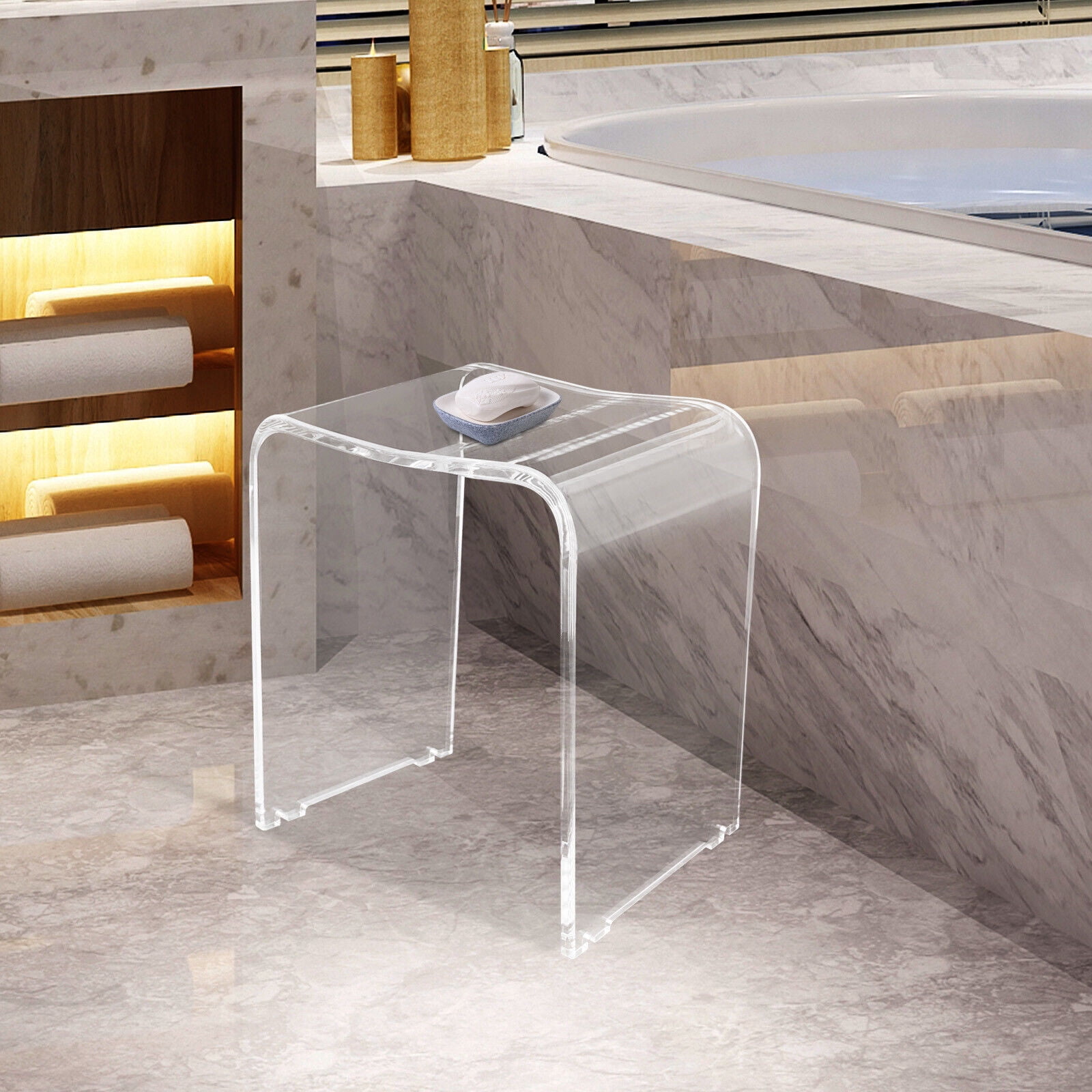 Denest Acrylic Shower Stool Bathtub Seat Anti-Slip for Bathroom Safety ...