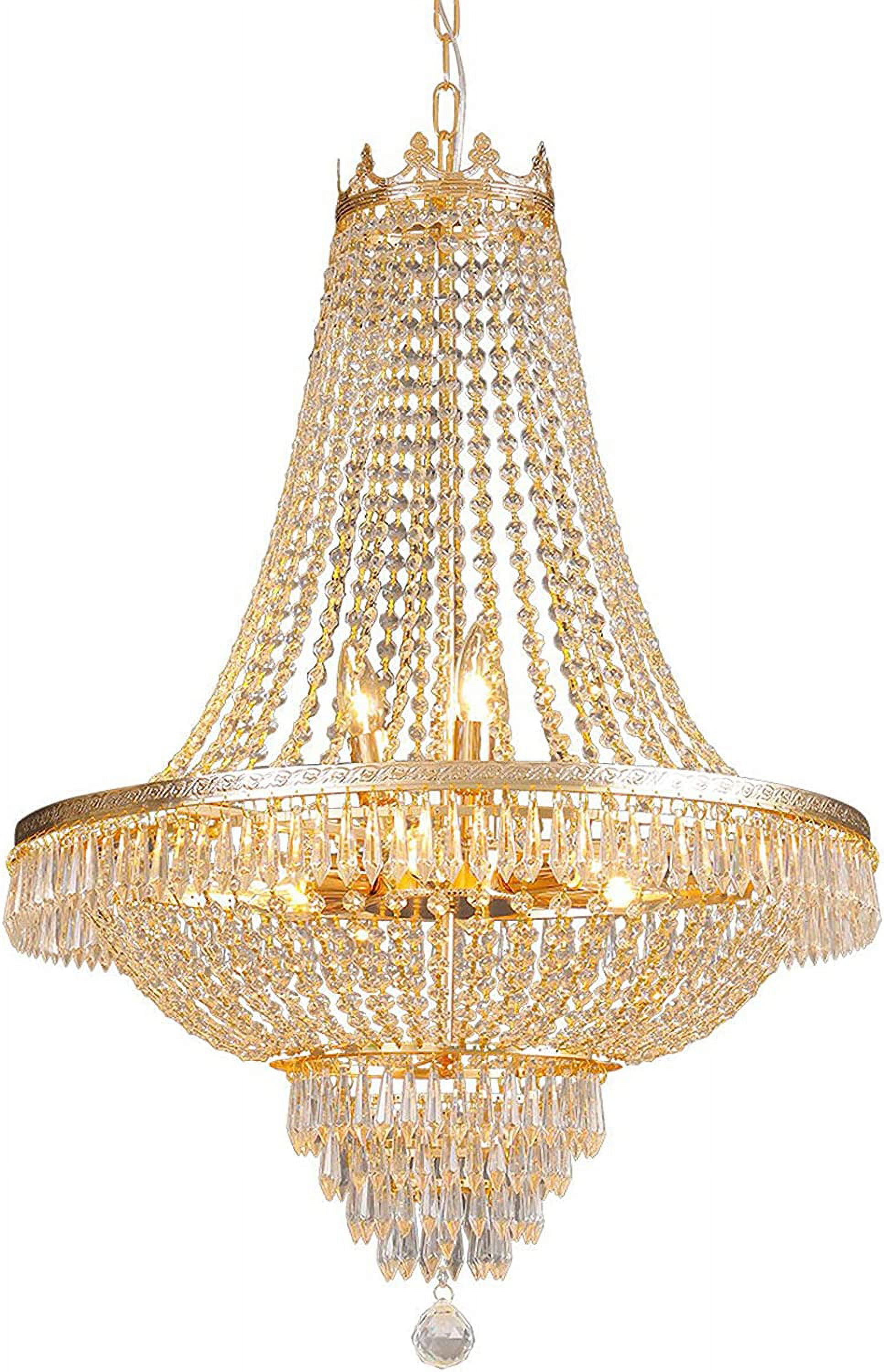 Denest French Empire Dimmable 9 Light K9 Crystal Kitchen Home Office Flush Mount Ceiling Light Fixture
