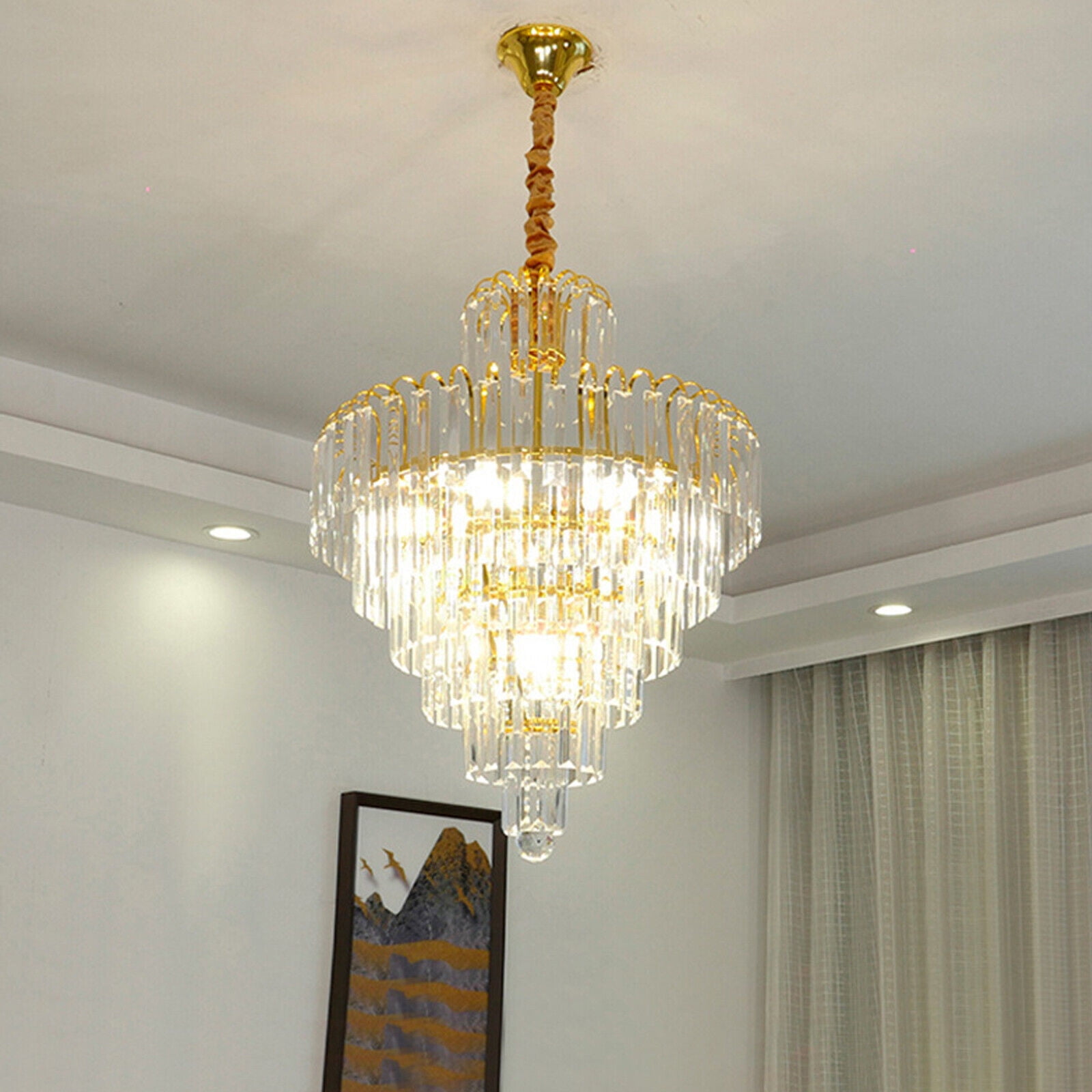 Denest Luxury Crystal Chandelier Modern Ceiling Light Lamp Pendant Fixture Lighting NEW