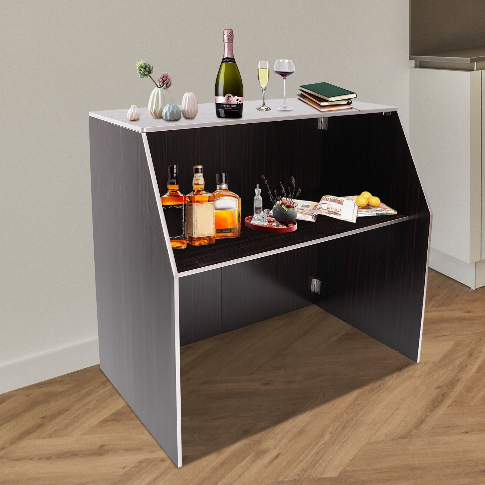 Denest Modern Portable Bar Cabinet Foldable Bar Cabinet Freestanding Portable Event Bar