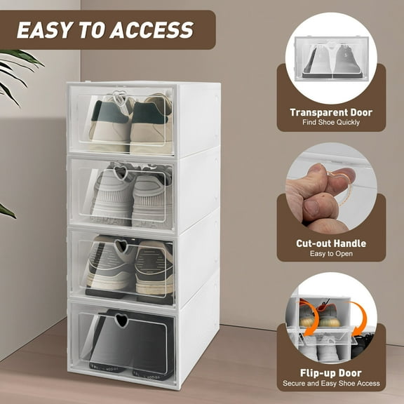 Denest Stackable Shoe Storage Box Durable Plastic Sneaker Display Case Organizer 20pcs