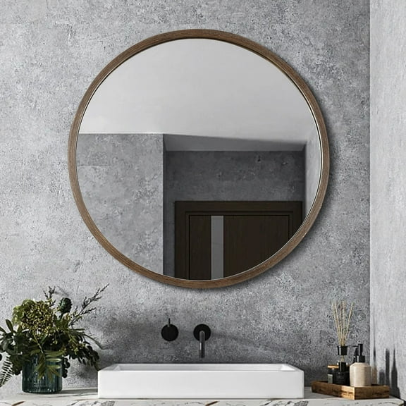 Denest Wood Round Bathroom Mirror Cabinet Walnut Mirror Cabinet Modern Mirror Cabinet