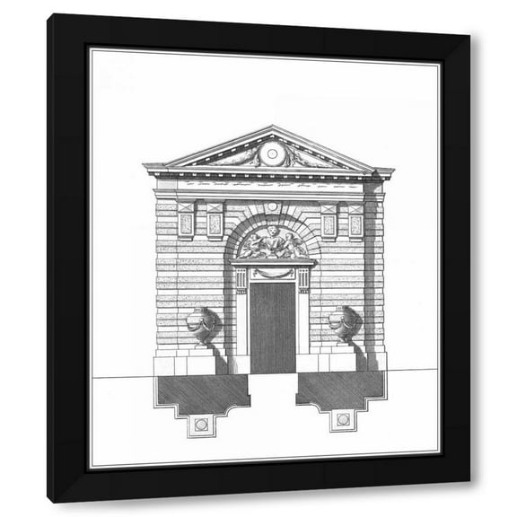 Deneufforge 12x14 Black Modern Wood Framed Wall Art Titled - B and W Parisian Facade III