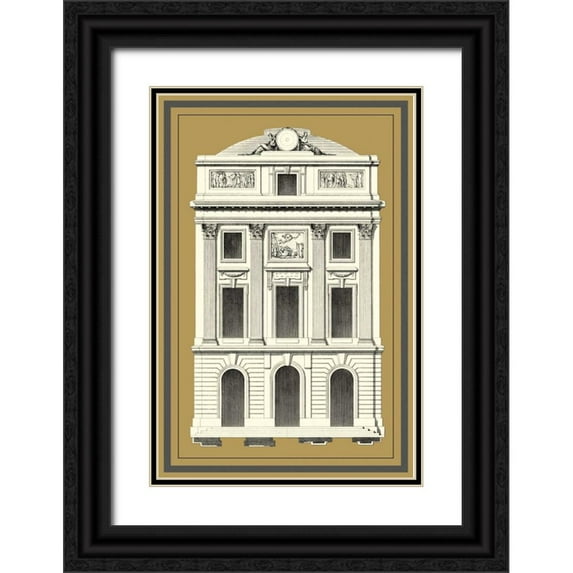 Deneufforge 13x18 Black Ornate Wood Framed with Double Matting Museum Art Print Titled - Grand Facade IV