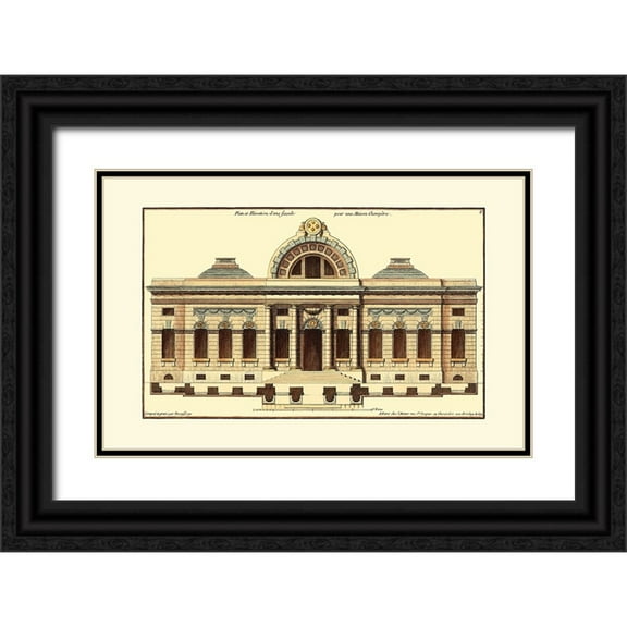 Deneufforge 14x10 Black Ornate Wood Framed with Double Matting Museum Art Print Titled - Architectural Facade III