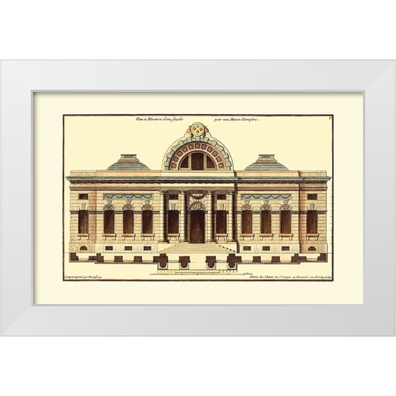 Deneufforge 14x10 White Modern Wood Framed Museum Art Print Titled - Architectural Facade III