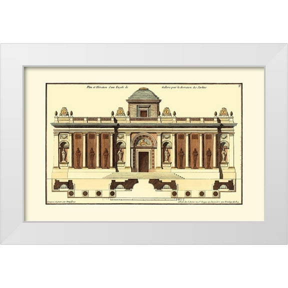 Deneufforge 14x10 White Modern Wood Framed Museum Art Print Titled - Architectural Facade IV