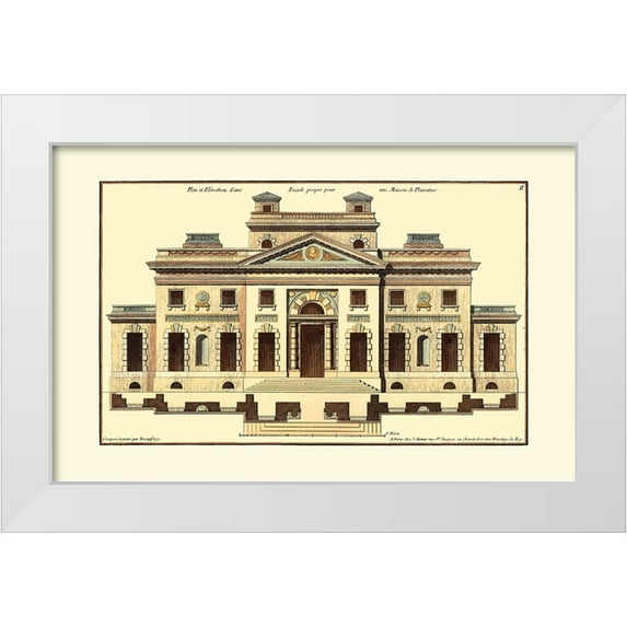Deneufforge 18x13 White Modern Wood Framed Museum Art Print Titled - Architectural Facade V