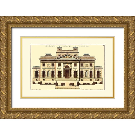 Deneufforge 32x22 Gold Ornate Wood Framed with Double Matting Museum Art Print Titled - Architectural Facade V