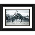 thumbnail image 1 of Deng, Larry 18x14 Black Ornate Wood Framed with Double Matting Museum Art Print Titled - Cowboy In Action, 1 of 4