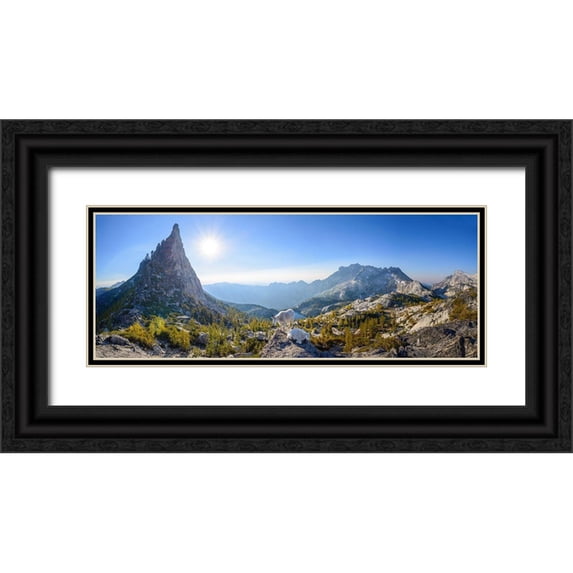 Deng, Yumian 32x15 Black Ornate Wood Framed with Double Matting Museum Art Print Titled - Enchantment: Prusik Pass Panorama