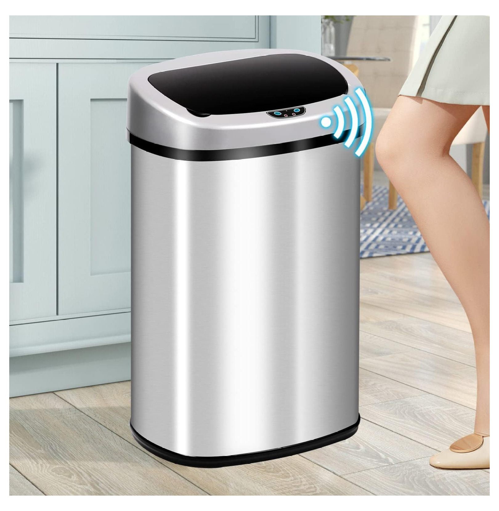 Deng rui 13-Gallon Kitchen Trash Can 50l Stainless Steel Garbage Can ...