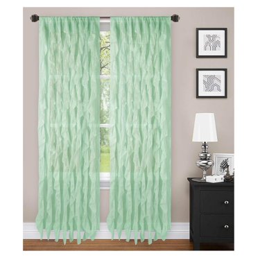 2-Pack Multilayered Vertical Ruffle Panel Sheer Curtains – Crushed Shubby – 55x84 – Rod Pocket – Modern