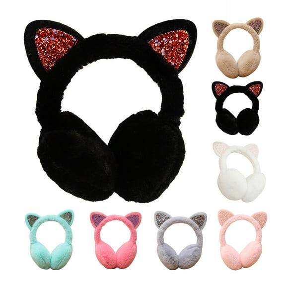 Dengjunhu 1/2PCS Warm Cat Ear Muffs Cute Catear Earmuff For Girls Fluffy Women Womens Headband Faux Fur Outdoor Earmuffs for Outdoor&nbsp;Winter