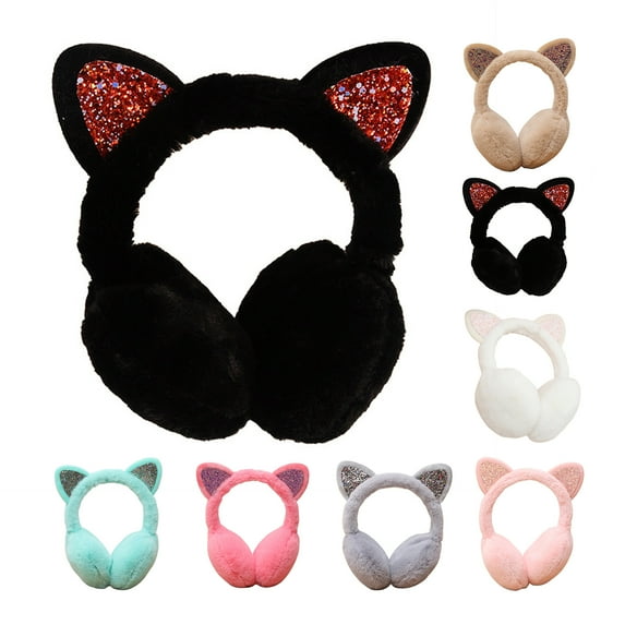 Dengjunhu 1/2PCS Warm Cat Ear Muffs Cute Catear Earmuff For Girls Fluffy Women Womens Headband Faux Fur Outdoor Earmuffs for Outdoor Winter