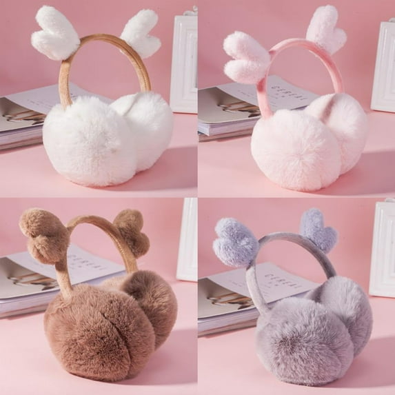 Dengjunhu 1/2PCS Womens Girls Winter Fashion Faux Fur EarMuffs Warm High Elasticity Women Earmuffs Antler Design Ear Warmers