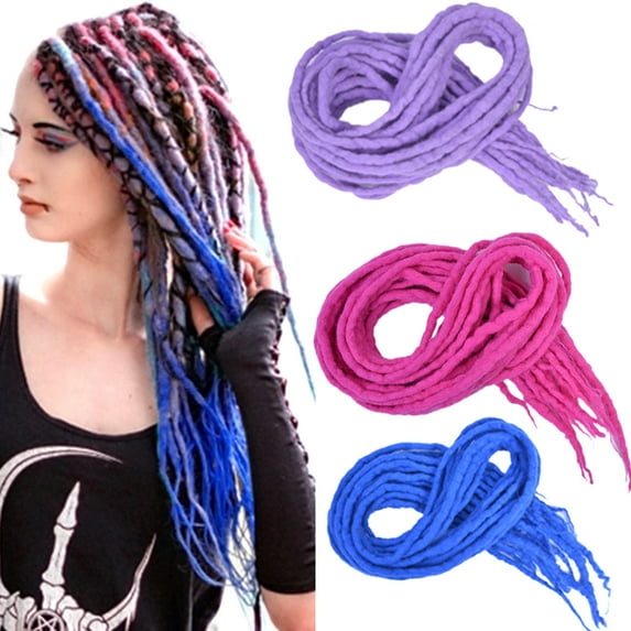Dengjunhu 1 Bag 22 Inches Wool Felt Dreadlock Handmade DIY Hip-hop Lightweight Comfortable Hair Accessories Soft Multi-colors Synthetic Crochet Braid Hair for Dating