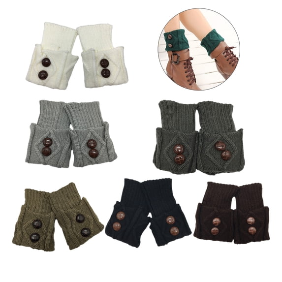 Dengjunhu 1 Pair Boot Knit Cuffs Easy to Match Soft Acrylic Fiber Short Crochet Leg Warmers for Women