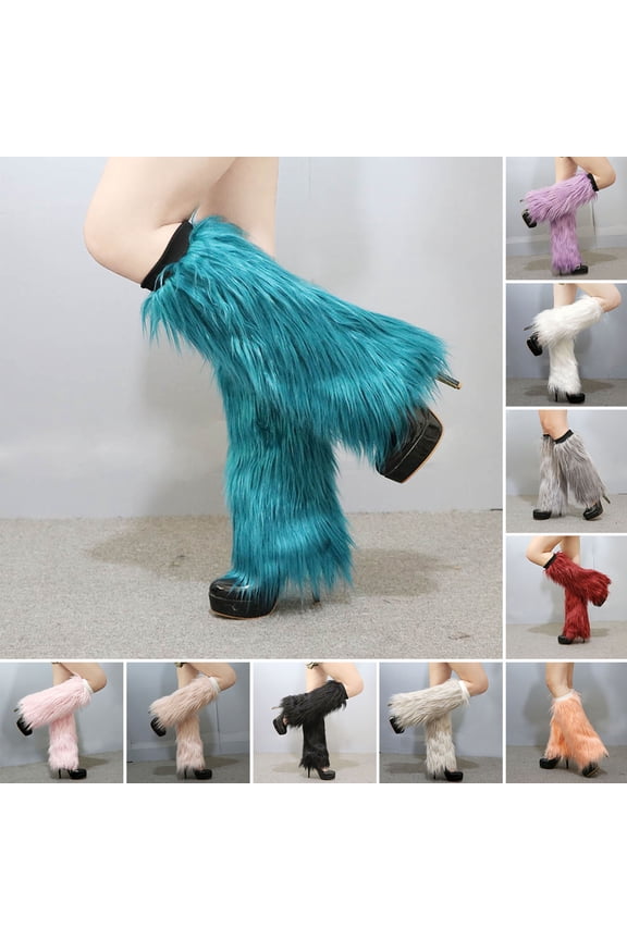 1 Pair Female Leggings Medium Tube Solid Soft Anti-cold Warm Keeping Faux Fur Knee-length Hipster Warm Sock for Daily