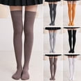 thumbnail image 1 of Dengjunhu 1 Pair Thigh High Stocking Solid Color High Elasticity Thickened Stretchy Super Soft Leg Slimming Windproof Autumn Winter Women Over Knee Socks for Party, 1 of 7