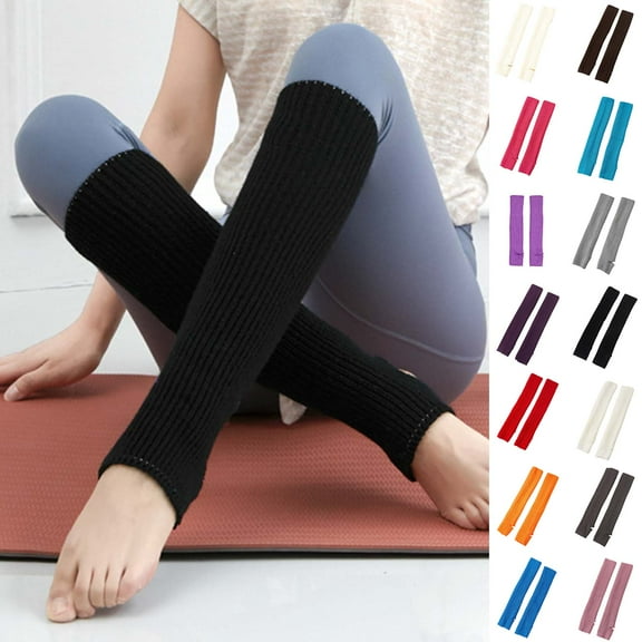 Dengjunhu 1 Pair Women Winter Knee High Footless Socks Knitted Leg Warmers for Yoga Ballet Dance