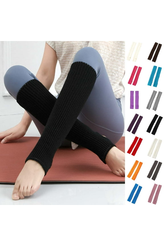 1 Pair Women Winter Knee High Footless Socks Knitted Leg Warmers for Yoga Ballet Dance