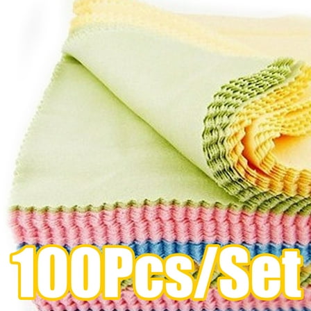 Dengjunhu 100 Pcs Microfiber Mixed Color Screen Camera Lens Glasses Square Cleaning Cloth Durable and Useful Beautiful