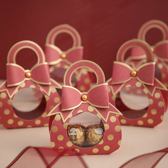 Dengjunhu 10Pcs Mini Candy Boxes, Printed Sweets Favor Gift Box with Handles for Delicate Festival