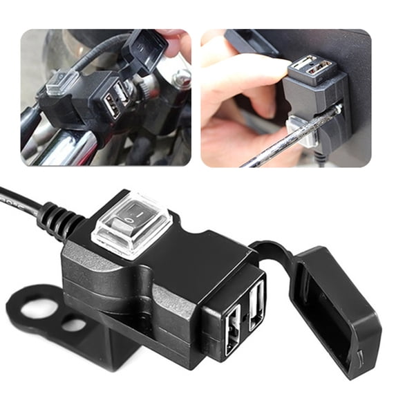 Dengjunhu 12-24V/9-90V Motorcycle USB Phone Charger, Waterproof Fast Charging, Quick Disconnect SAE USB Adapter, with Voltmeter ON/Off Switch&Fuse for Phone,Tablet.