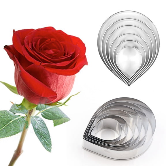 Dengjunhu 12Pcs/Set Stainless Steel Cookie Cutter Flower Petal Clay Cutters Fondant Flower Horse Heart Cookie Cutter Set Mold Mini Clay Cutter Teardrop Baking Molds for Birthday Cake Decorating