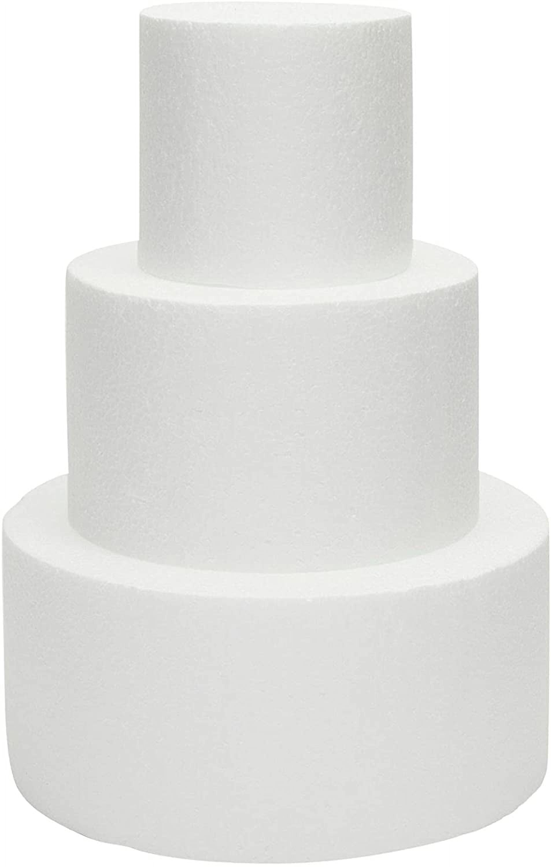 Dengjunhu 1PC Cake Foam Dummies for Wedding Supplies, Baby Shower, Birthday, White Foam Rounds