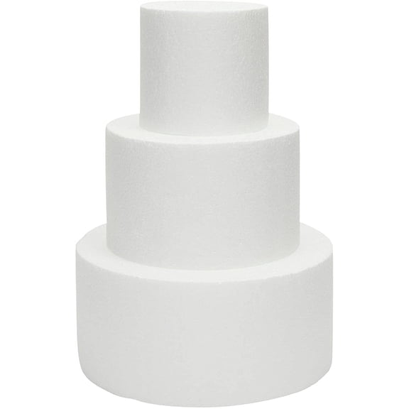 Dengjunhu 1PC Cake Foam Dummies for Wedding Supplies, Baby Shower, Birthday, White Foam Rounds