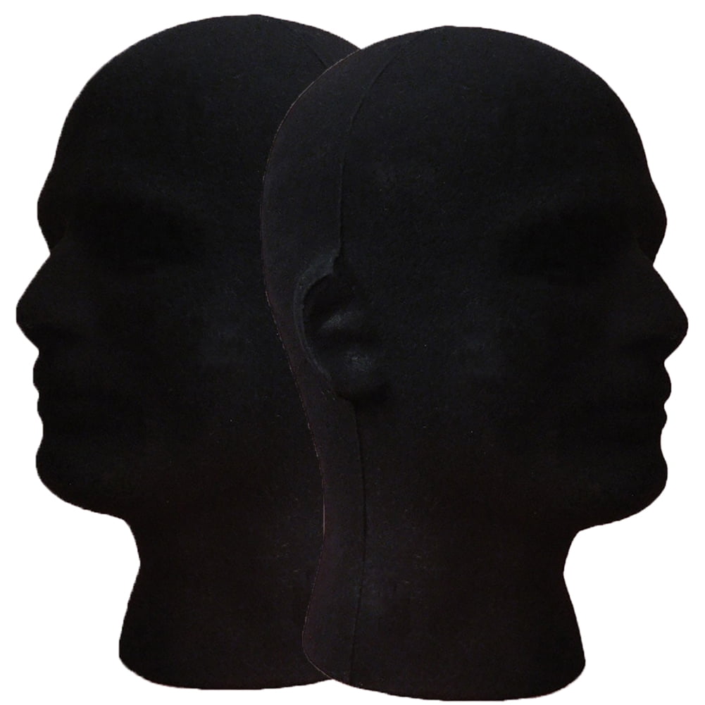 Dengjunhu 2 Pcs Mannequin Head Stand Model, Foam Black Velvet Male Wigs Display Model, Mannequin Manikin Head for Wig, Hat, Glasses